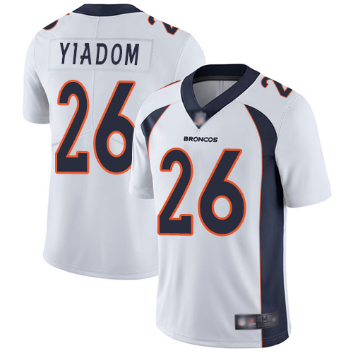 Men Denver Broncos #26 Isaac Yiadom White Vapor Untouchable Limited Player Football NFL Jersey->women nfl jersey->Women Jersey